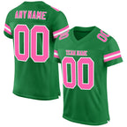 Custom Grass Green Pink-White Mesh Authentic Football Jersey photo 1