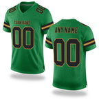Custom Grass Green Black-Old Gold Mesh Authentic Football Jersey