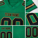 Custom Grass Green Black-Old Gold Mesh Authentic Football Jersey detail