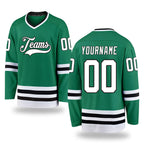 Custom Kelly Green White-Black Hockey Jersey