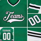Custom Kelly Green White-Black Hockey Jersey detail