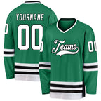 Custom Kelly Green White-Black Hockey Jersey photo 1