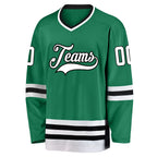 Custom Kelly Green White-Black Hockey Jersey photo 2