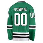Custom Kelly Green White-Black Hockey Jersey photo 3