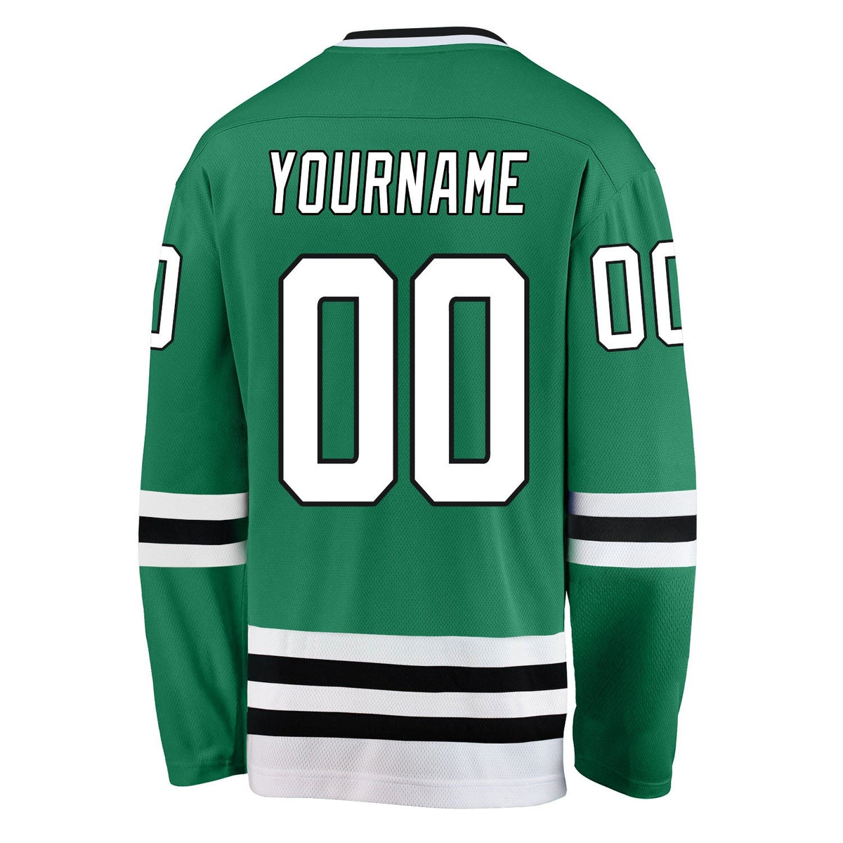 Custom Kelly Green White-Black Hockey Jersey photo 3