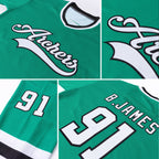 Custom Kelly Green White-Black Hockey Jersey photo 6