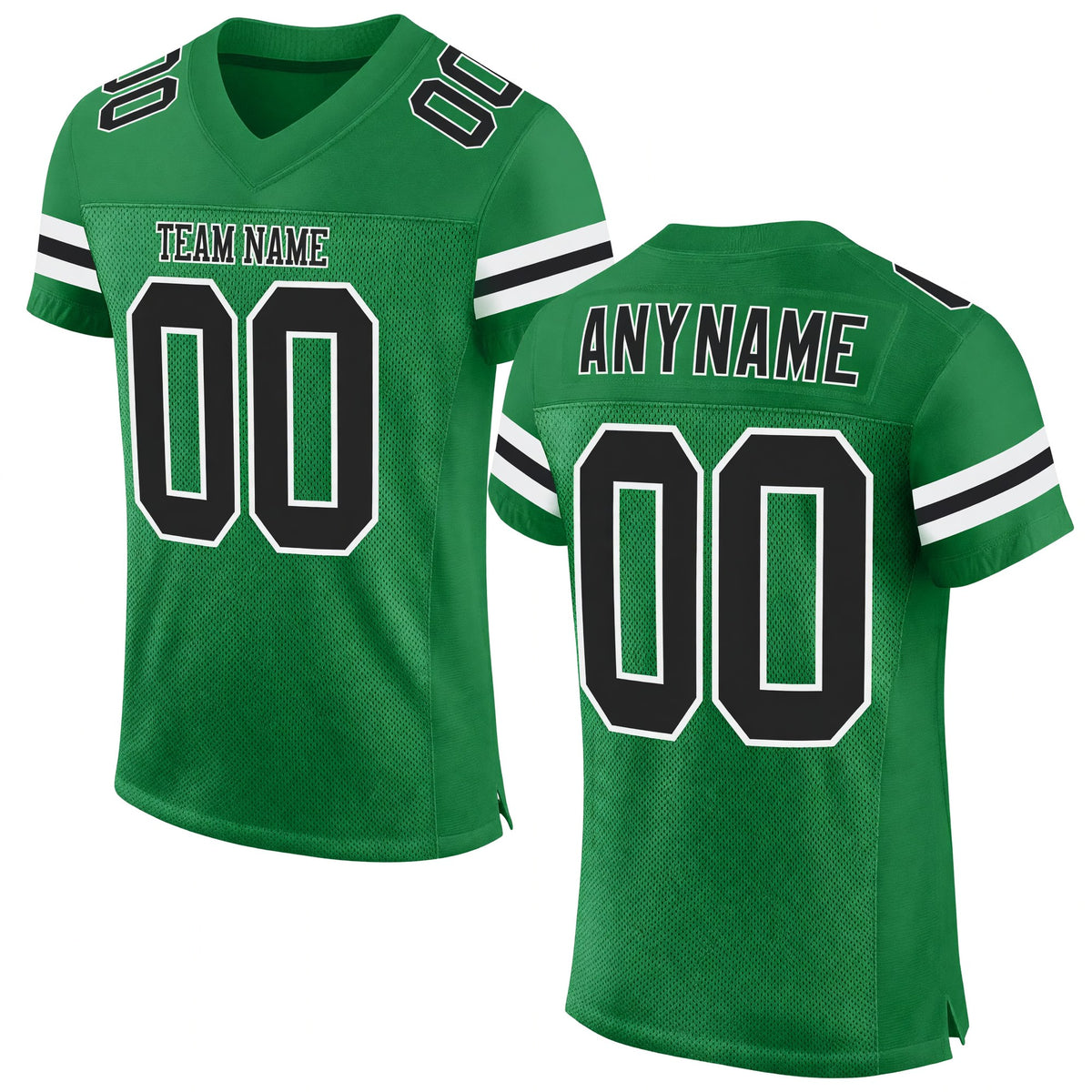 Custom Grass Green Black-White Mesh Authentic Football Jersey