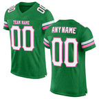 Custom Grass Green White-Pink Mesh Authentic Football Jersey