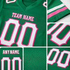 Custom Grass Green White-Pink Mesh Authentic Football Jersey detail