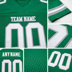 Custom Grass Green White-Gray Mesh Authentic Football Jersey detail