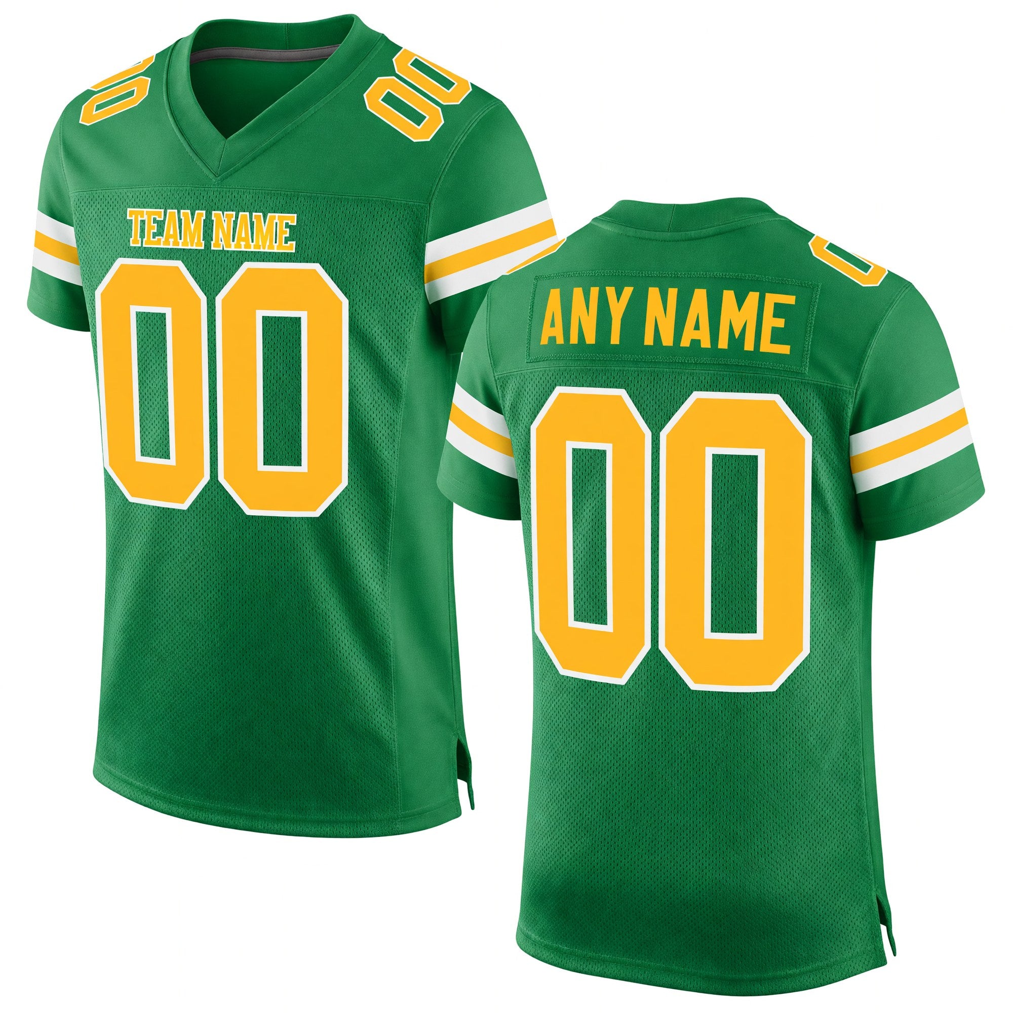 Custom Grass Green Gold-White Mesh Authentic Football Jersey