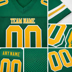 Custom Grass Green Gold-White Mesh Authentic Football Jersey detail