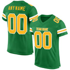 Custom Grass Green Gold-White Mesh Authentic Football Jersey photo 1