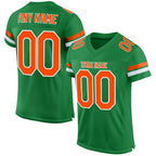 Custom Grass Green Orange-White Mesh Authentic Football Jersey photo 1
