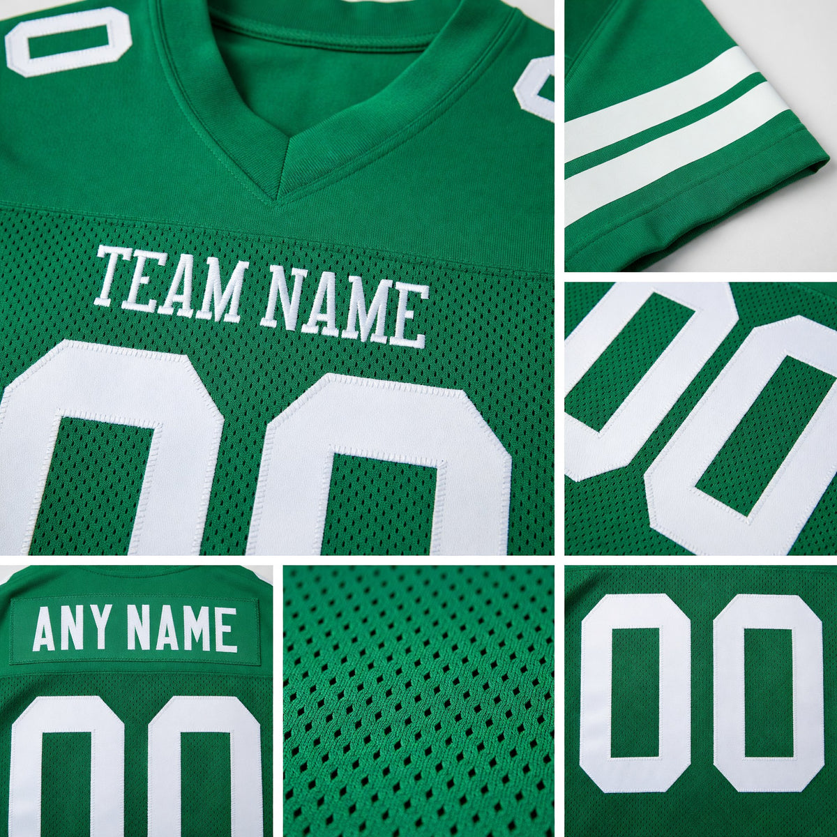 Custom Grass Green White Mesh Authentic Football Jersey detail