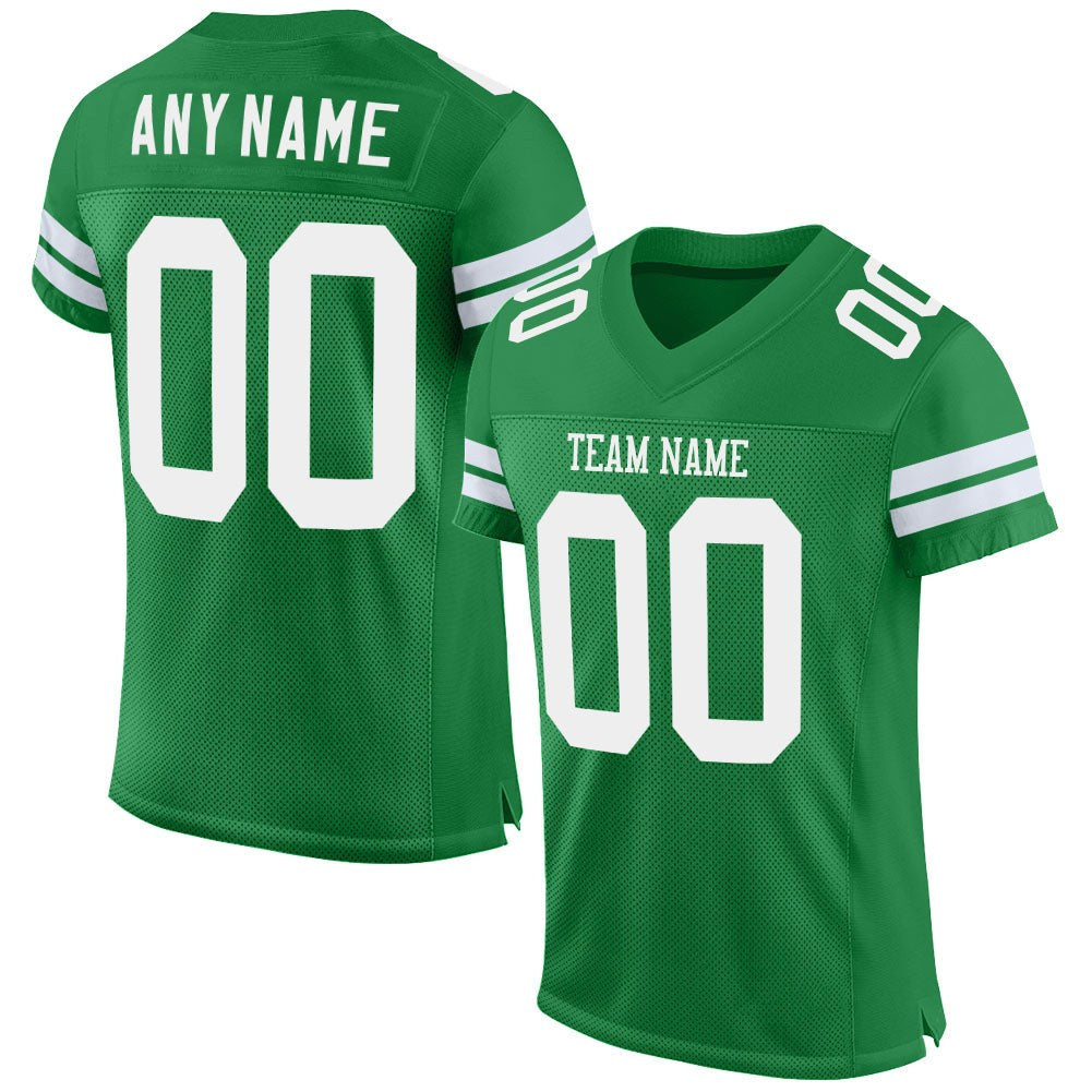 Custom Grass Green White Mesh Authentic Football Jersey photo 1
