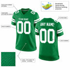 Custom Grass Green Mesh Authentic Football Jersey with White Lettering customization guide