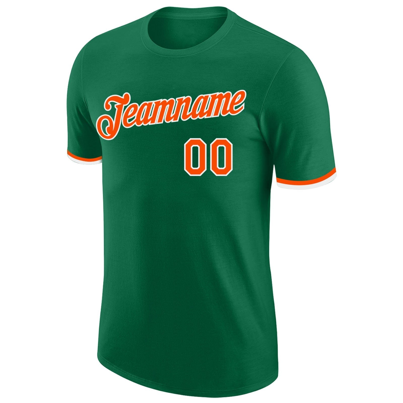 Custom Kelly Green Orange-White Performance T-Shirt photo 4