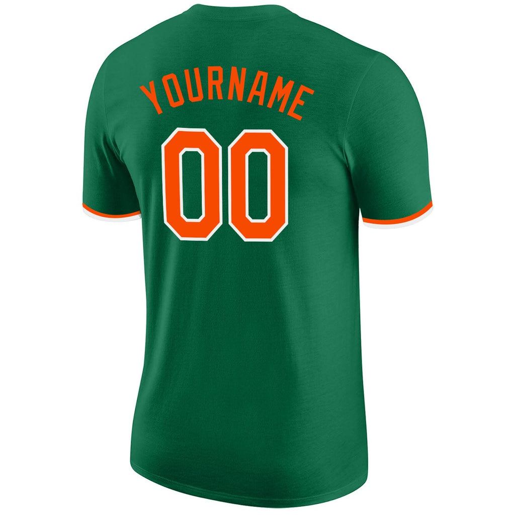 Custom Kelly Green Orange-White Performance T-Shirt photo 5