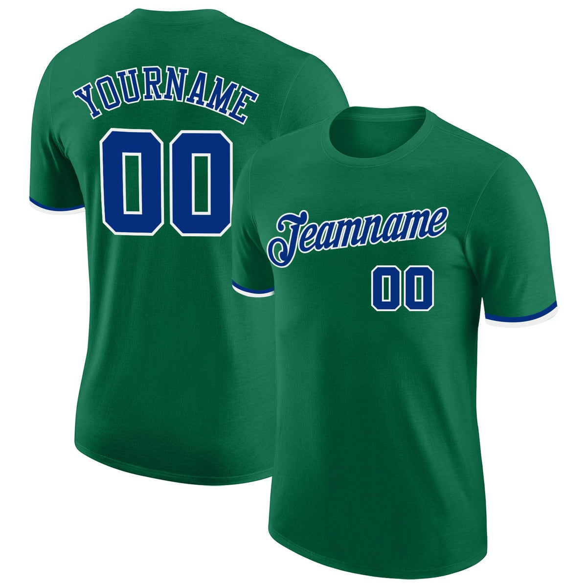 Custom Kelly Green Royal-White Performance T-Shirt photo 1