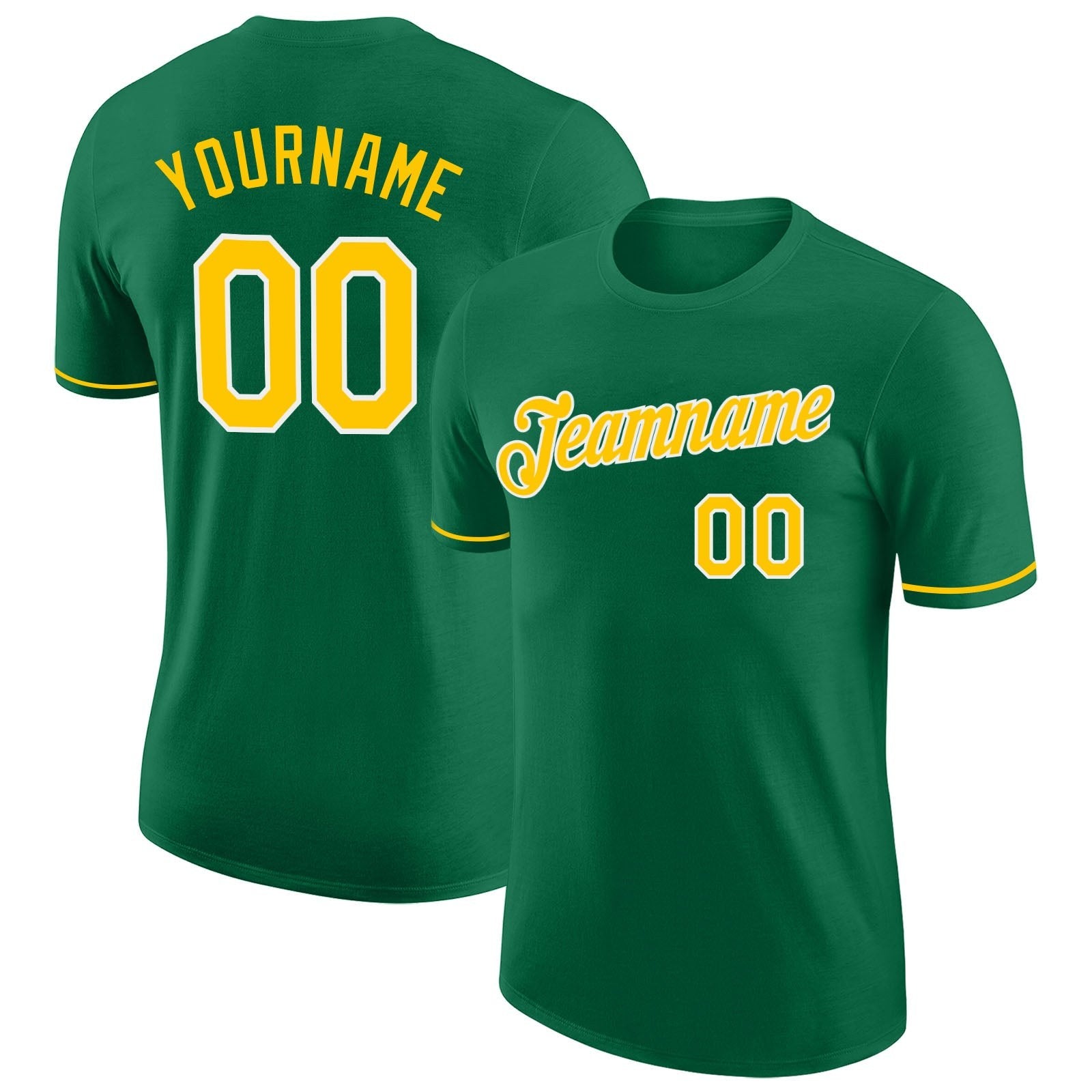 Custom Kelly Green Gold-White Performance T-Shirt photo 1