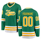Custom Kelly Green Gold-White Hockey Jersey
