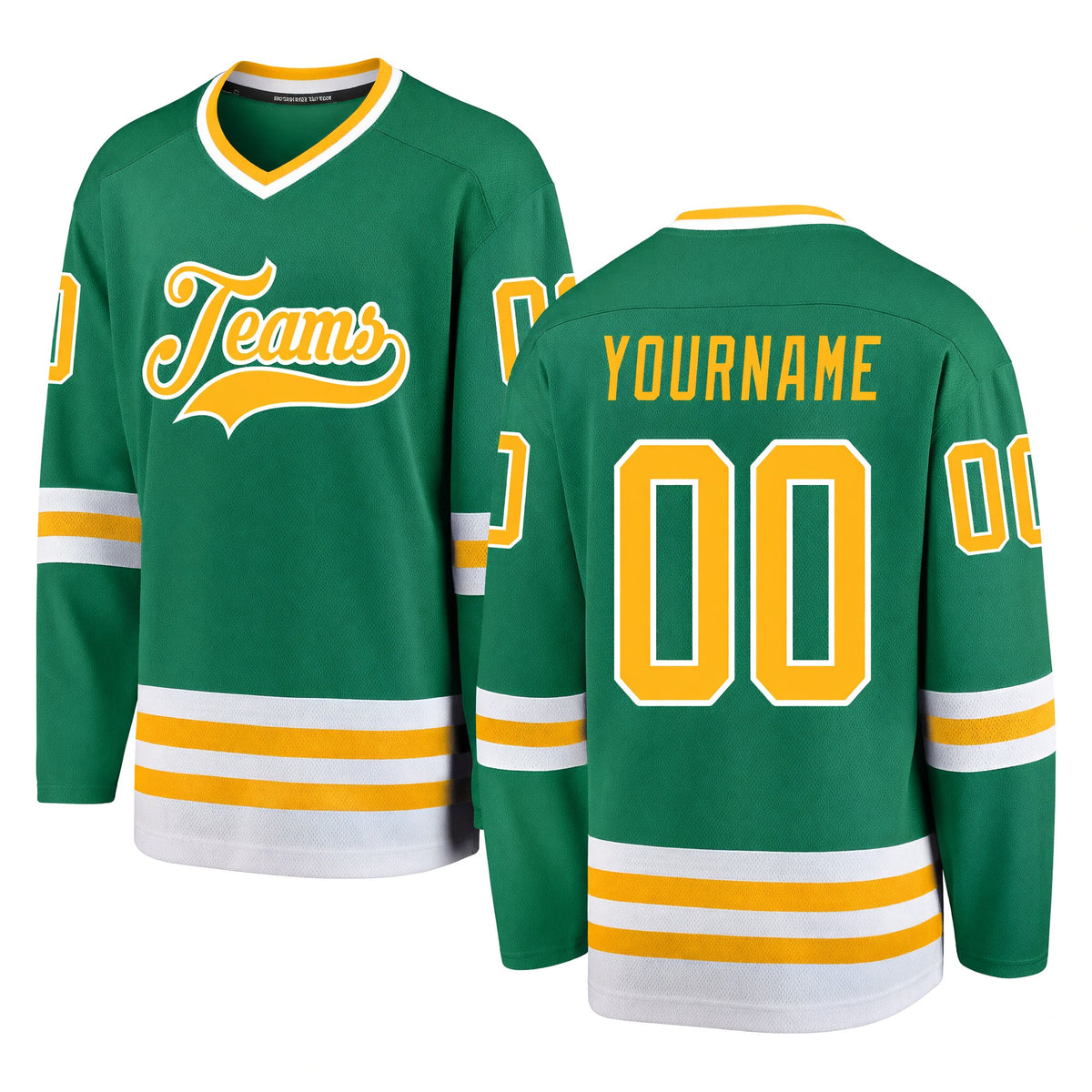 Custom Kelly Green Gold-White Hockey Jersey