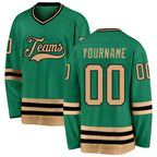 Custom Kelly Green Old Gold-Black Hockey Jersey