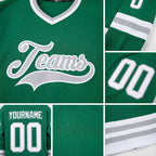 Custom Kelly Green White-Gray Hockey Jersey detail