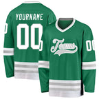Custom Kelly Green White-Gray Hockey Jersey photo 1
