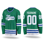 Custom Kelly Green White-Royal Hockey Jersey