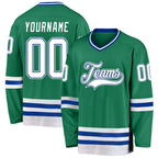 Custom Kelly Green White-Royal Hockey Jersey photo 1