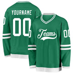 Custom Kelly Green White Hockey Jersey photo 1