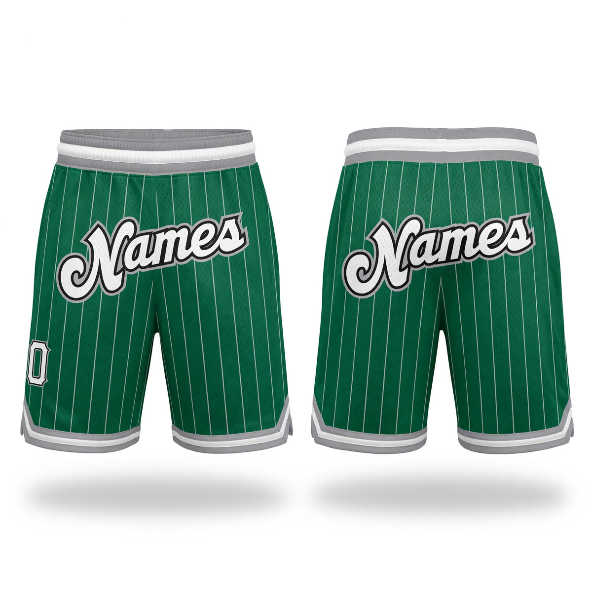 Custom Kelly Green White Pinstripe White-Gray Authentic Basketball Shorts