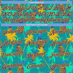 Custom Kelly Green Purple-Gold 3D Pattern Hawaii Palm Trees Pineapples Authentic Basketball Jersey photo 2