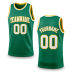 Custom Kelly Green White-Gold Authentic Throwback Basketball Jersey