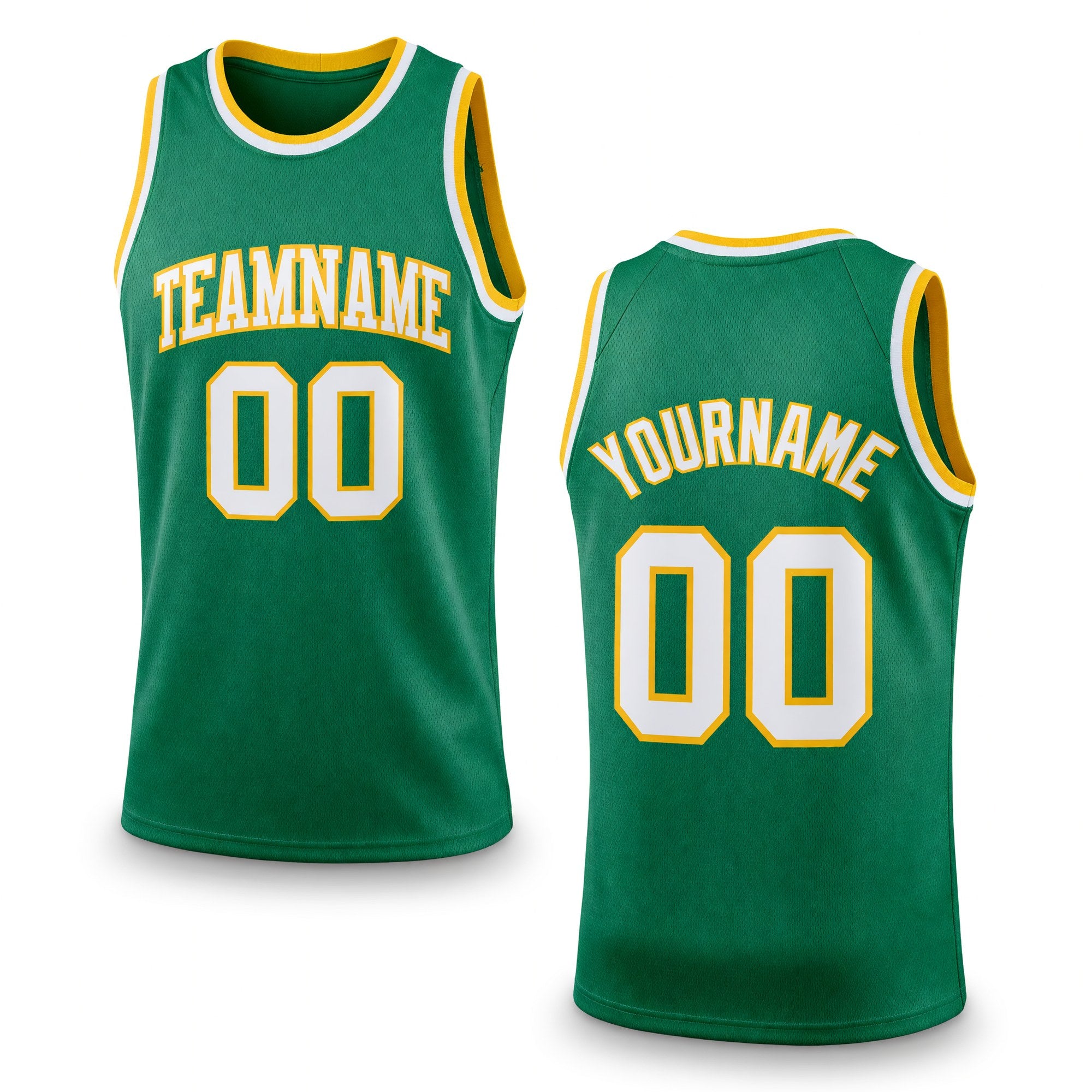 Custom Kelly Green White-Gold Authentic Throwback Basketball Jersey