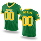 Custom Grass Green Gold-White Mesh Authentic Throwback Football Jersey