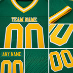 Custom Grass Green Gold-White Mesh Authentic Throwback Football Jersey detail