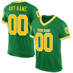 Custom Grass Green Gold-White Mesh Authentic Throwback Football Jersey photo 1