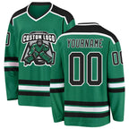Custom Kelly Green Black-White Hockey Jersey
