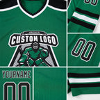 Custom Kelly Green Black-White Hockey Jersey detail
