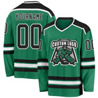 Custom Kelly Green Black-White Hockey Jersey photo 1