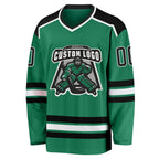 Custom Kelly Green Black-White Hockey Jersey photo 2