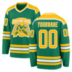Custom Kelly Green Gold-White Hockey Jersey