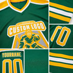 Custom Kelly Green Gold-White Hockey Jersey detail