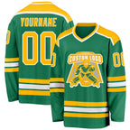 Custom Kelly Green Gold-White Hockey Jersey photo 1