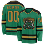 Custom Kelly Green Old Gold-Black Hockey Jersey photo 1