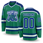 Custom Kelly Green Royal-White Hockey Jersey