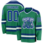 Custom Kelly Green Royal-White Hockey Jersey photo 1